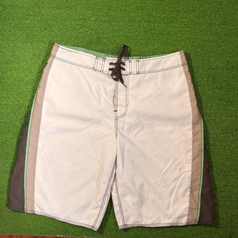 Vtg Y2K Aeropostale Men's Sz 34 Board Shorts Swim Trunks Chocolate Brown/Green